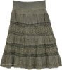 Vertical Black Spiral Frills Gypsy Skirt with Flexible Yoga Waist