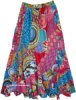 Navy Blue Wrap Skirt with Colorful Peacock Designs