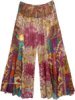 Curved Patch Flared Bohemian Palazzo Pants with Floral Print