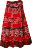 Fiji Blue Ethnic Block Print Cotton Wrap Mid Length Skirt Plus Size