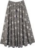 Dreamy Gray Tiered Long Skirt with Floral Print