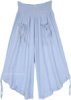 Sky Blue Crop Side Ruched Pants in Cotton
