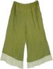 Earthy Green Crinkled Cotton Long Skirt