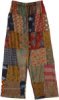 Striped Patchwork Hippie Pants with Om and Peace Pockets