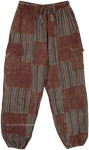 Striped Weave Thick Cotton Winter Hippie Pants