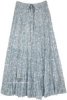 Blue Flakes Printed Long Skirt in Cotton