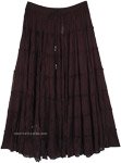Black Goth Seven Tiered Full Cotton Skirt