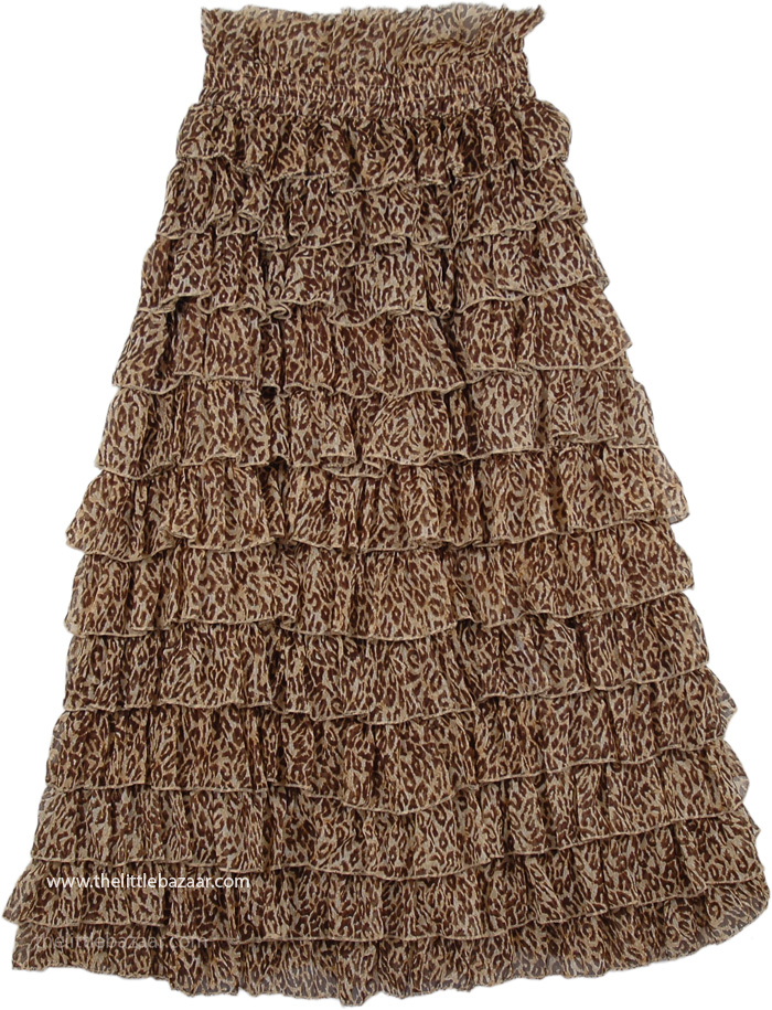 Leopard Print Womens Ruffle Skirt