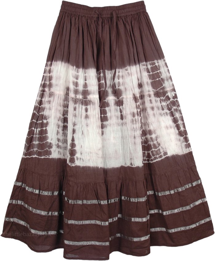Brown and White Tie Dye Skirt