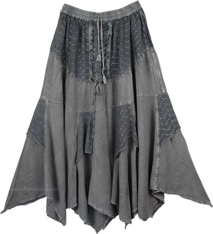 Womens Medieval Skirt Grey Stonewashed