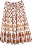 Floral and Paisley White Printed Summer Boho Skirt