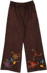 Sylvan Floral Cotton Wide Leg Brown Pants
