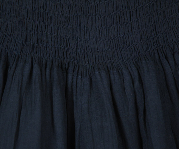 Dusky Blue Wide Leg Cotton Palazzo Pants with Shirred Waist