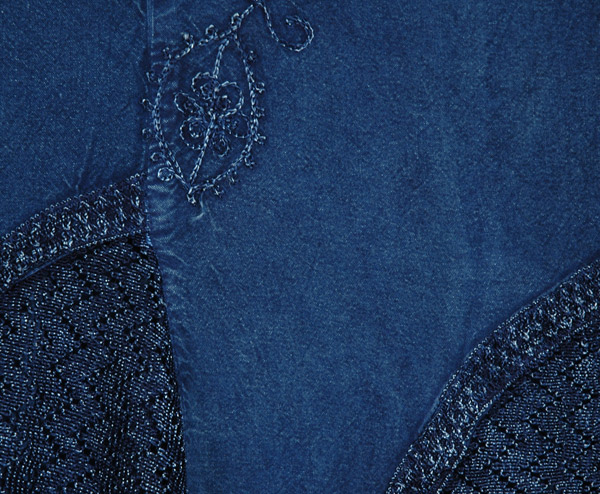 Denim Blue Embroidered Gypsy Skirt Medieval Western Wear