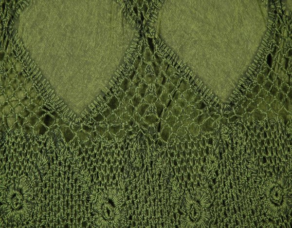 Military Green Crochet Patchwork Cotton Hippie Skirt
