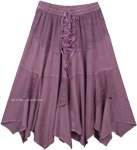 Lilac Rodeo Lace Up Handkerchief Hem Skirt Midi Length