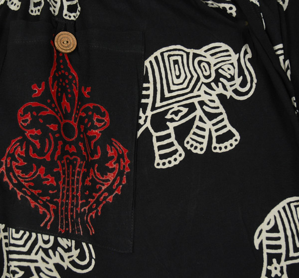 Elephant Print Unisex Harem Black Pants with Front Pocket