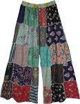 Wide Leg Rayon Patchwork Dori Trousers in Green