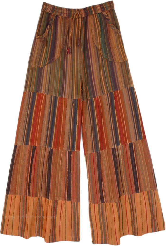 Tangerine Cosmic Sunset Wide Leg Pants with Pockets
