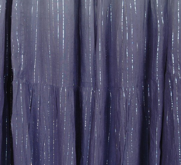 Grey Blue Ombre Lurex Tiered Long Skirt