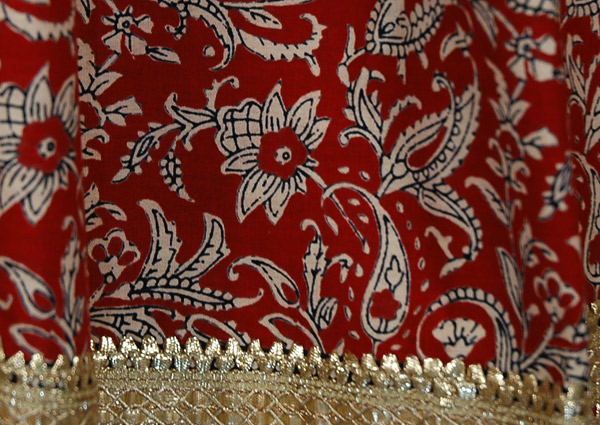 Quintessential Red Paisley Cotton Shimmer Skirt
