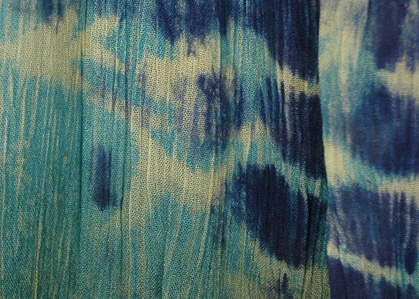 Water Waves Blue and Brick Red Tie Dye Dress