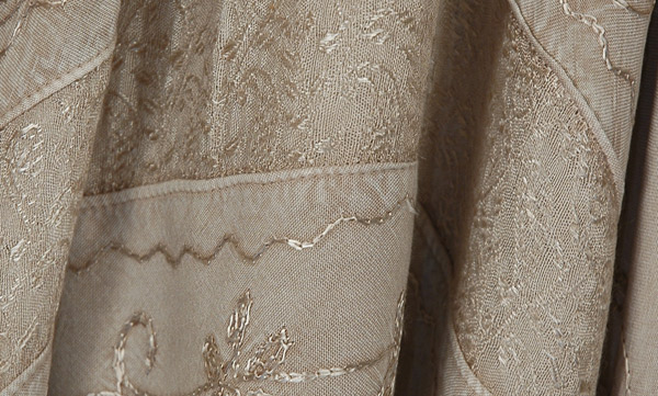 Beige Embroidery Short Vintage Dress