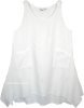 Cotton Tank Style Summer Dress in White Asymmetrical Hem