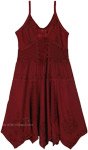Red Fairy Long Dress with Embroidery and Smocked Back