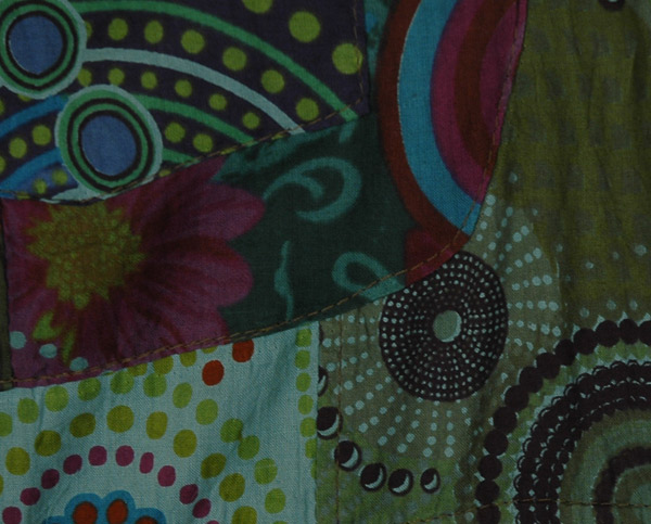 Yogi Green Hippie Patchwork Cotton Overalls Jumpsuit
