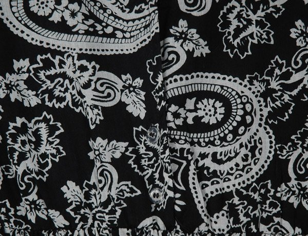 Black White Paisley Printed Cotton Maxi Shirt Dress