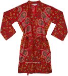 Boho Floral Paisley Tie-Waist Cotton Robe