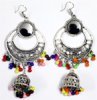 Colorful Dangle Earrings Silver Tone Festival Wear