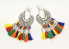 Ethnic Tribal Chunky Long Hippie Earrings in Multicolor