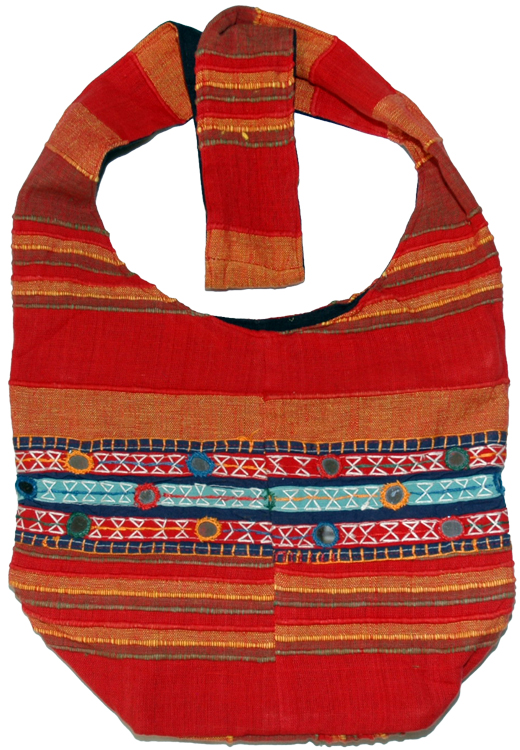 Bohemian Bag in Red Orange with Mirrors