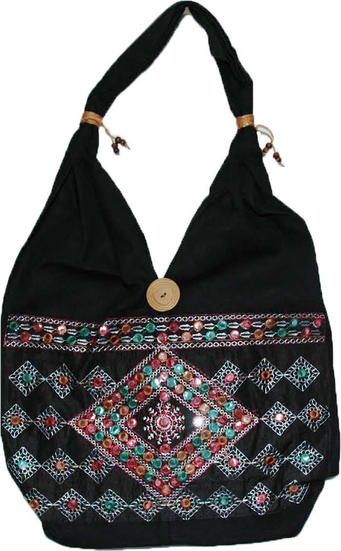 Woodsmoke Embroidered Black Bag