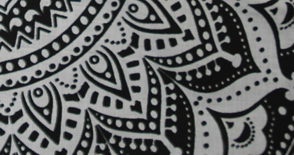 Black and White Mandala Print Cotton Shoulder Bag