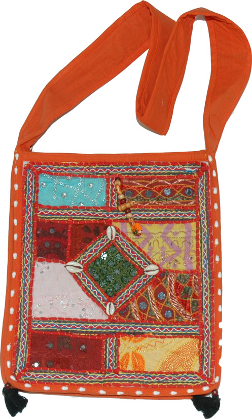 Orange Patchwork Bohemian Handbag