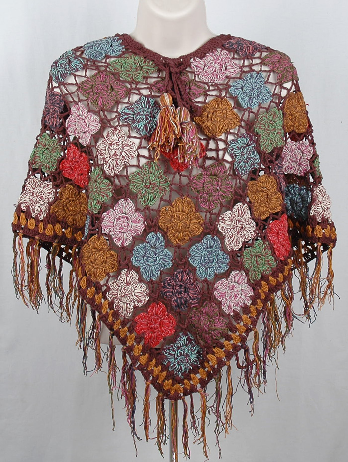 Mild Weather Crochet Poncho in Congo Brown