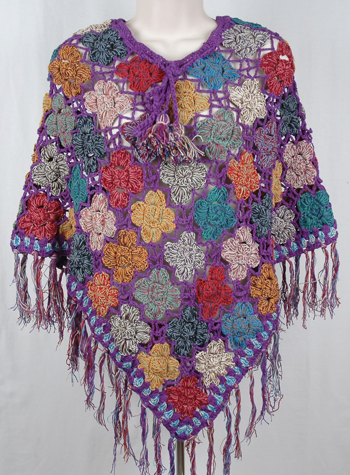 Purple Orchid Handwoven Crochet Poncho