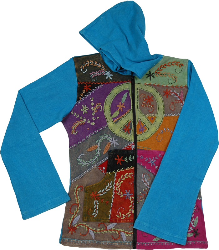 Cerulean Peace Embroidered Boho Jacket