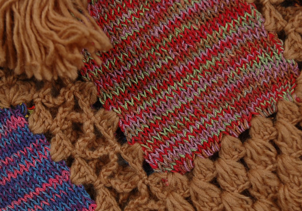 Patchwork Boho Crochet Fringe Poncho