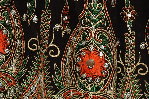 Black Sequin with Orange Motif