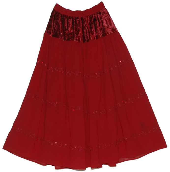 Red Wine Evening Long Skirt
