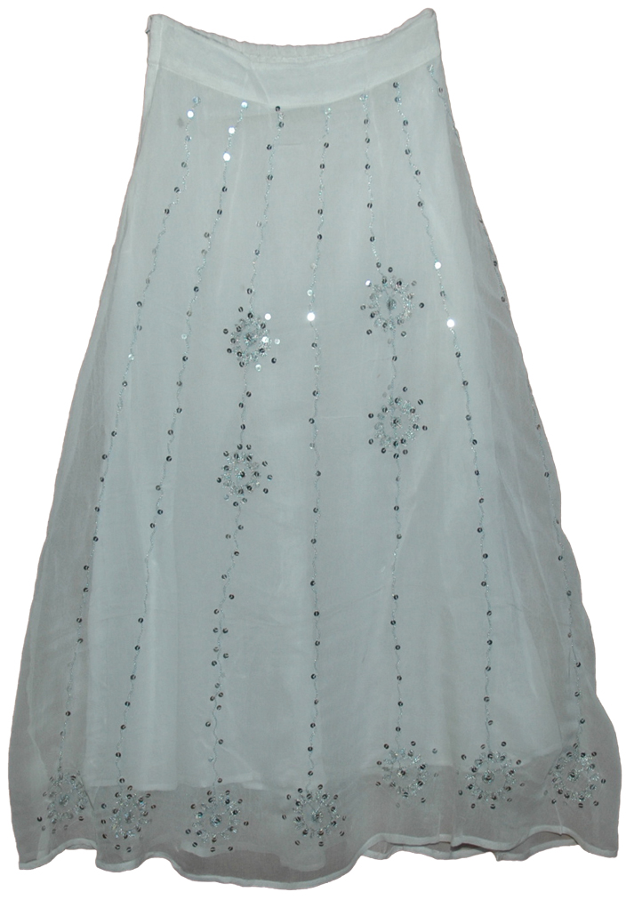 Sequined Long Lady Skirt in White - Clearance - Sale on bags ...