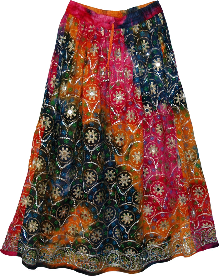 Lavani Peasant Sequin Long Skirt
