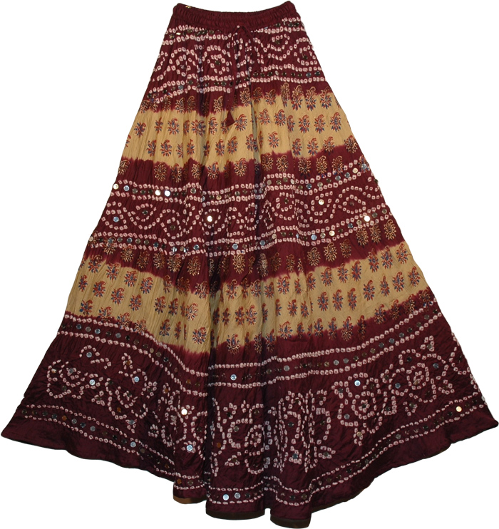 Cocoa Bean Bohemian Sequin Long Skirt