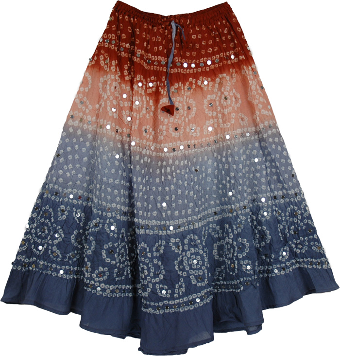 Hott Tie Dye Sequin Long Skirt