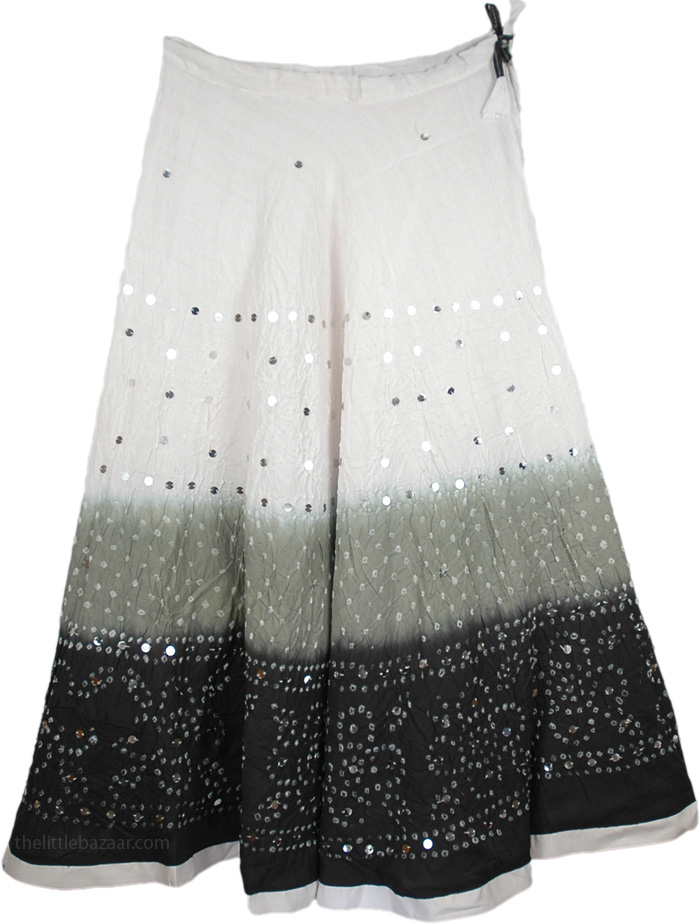 White Gray Black Sequin Skirt