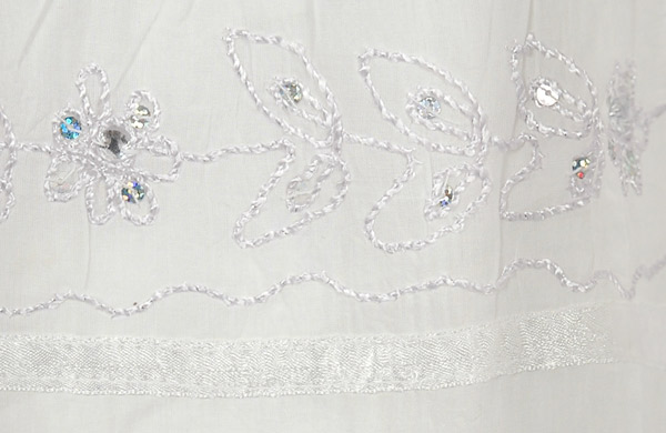 Royal White Embellished Cotton Skirt